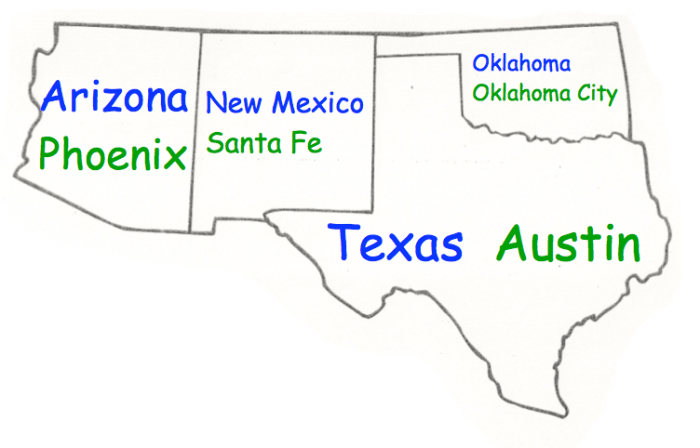 States and capitals of the southwest