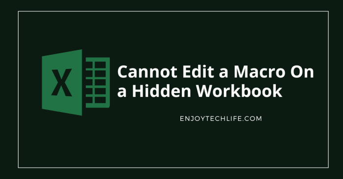 Cannot edit a macro in a hidden workbook