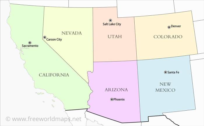 Southwest american region states united america