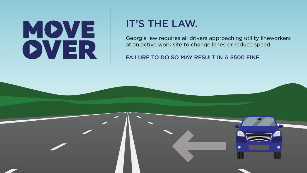 The georgia move-over law requires motorist to: